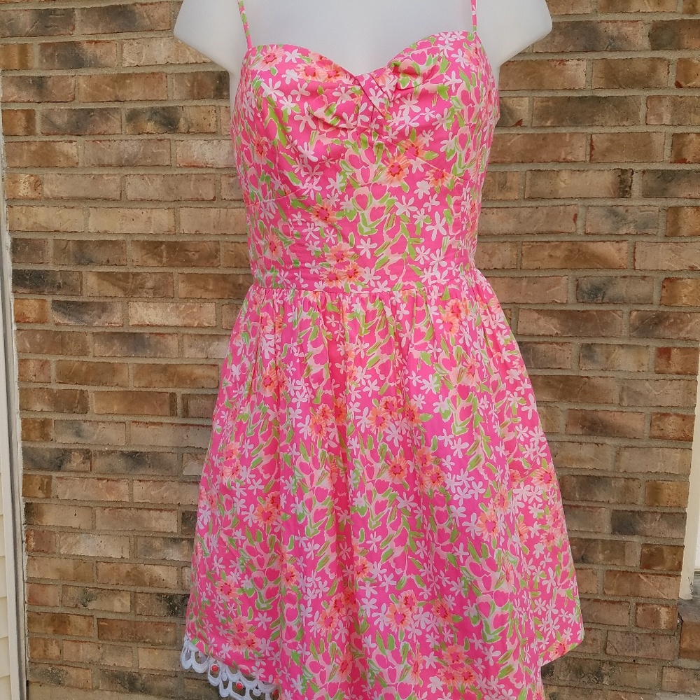 Lilly Pulitzer Cut Out Floral Sundress with Spagatti Straps Sz 8 - Picture 2 of 6